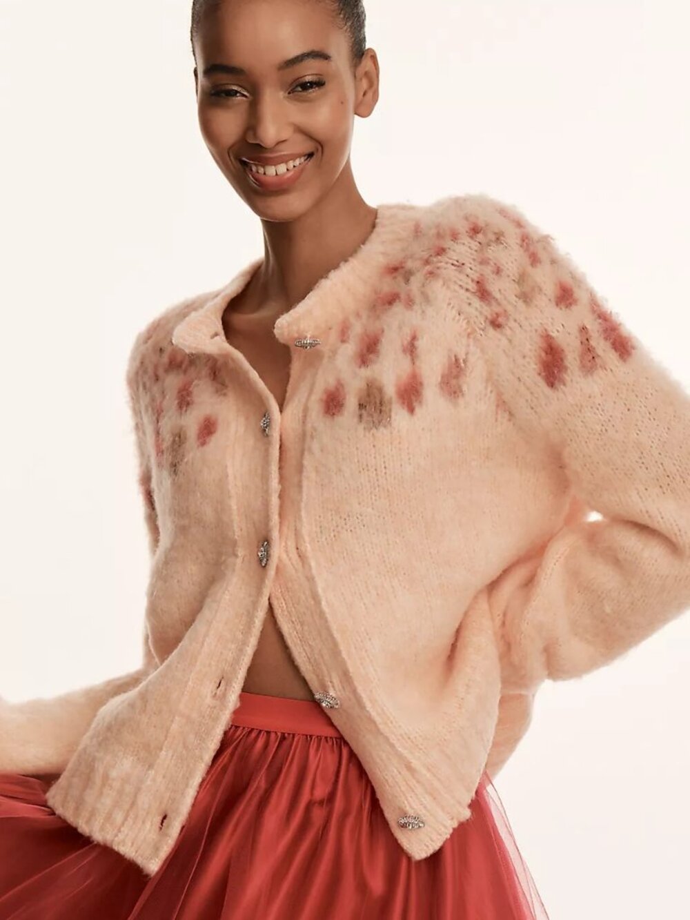 NEW Anthropologie Maeve Brushed Embellished Wool Blend Cardigan NWT M